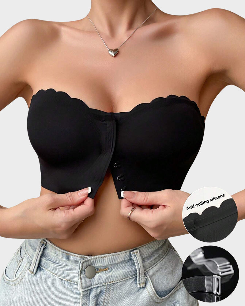 Strapless Front Closure Leopard Print Bra