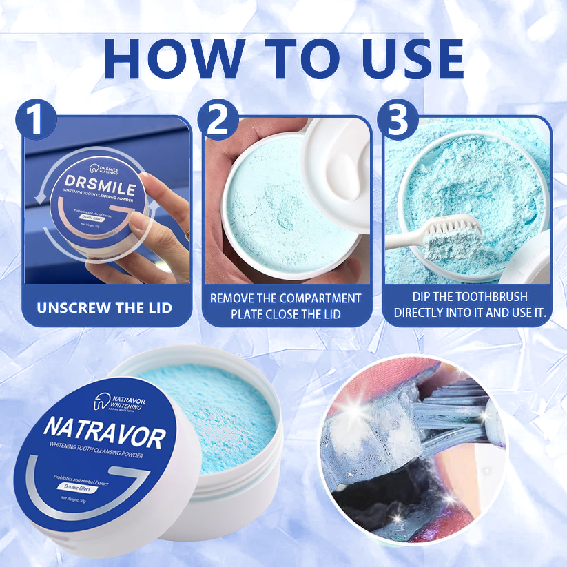 Natravor™ Whitening Tooth Cleansing Powder 🦷Obtain American Dental Association (ADA) Certification (Treats periodontitis and mouth ulcers, prevents tooth loss, and repairs gum recession)