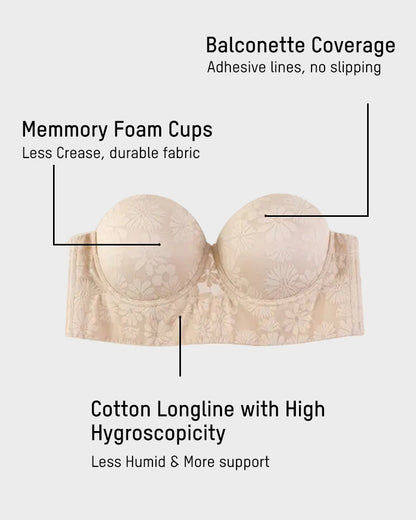 Smooth Lace Longline Strapless Underwire Bra