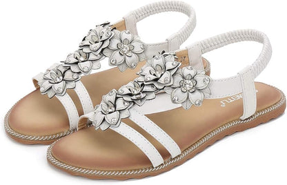 WOMEN'S LIGHTWEIGHT FLOWERS CLIP TOE SANDALS