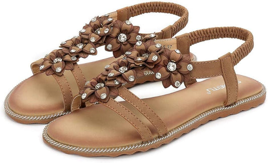 WOMEN'S LIGHTWEIGHT FLOWERS CLIP TOE SANDALS