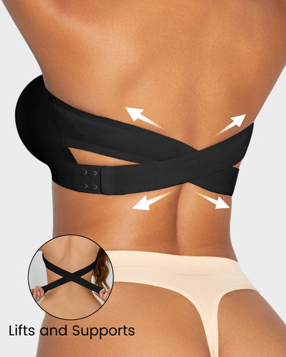 Non-Slip Crossover Side Hook Bandeau Bra