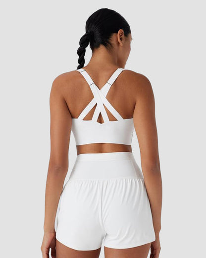 Quick-Dry Zipper Push-Up Sports Bra with Adjustable Buckle