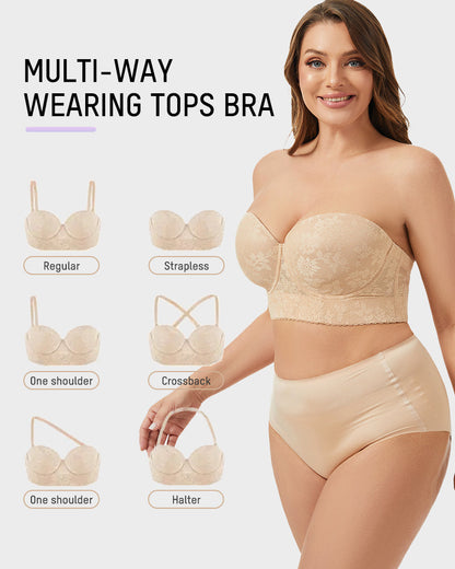 Smooth Lace Longline Strapless Underwire Bra