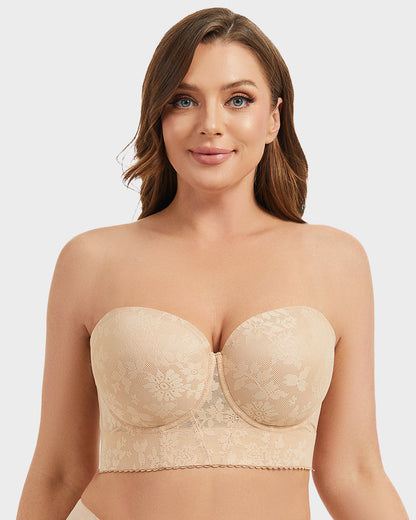 Smooth Lace Longline Strapless Underwire Bra