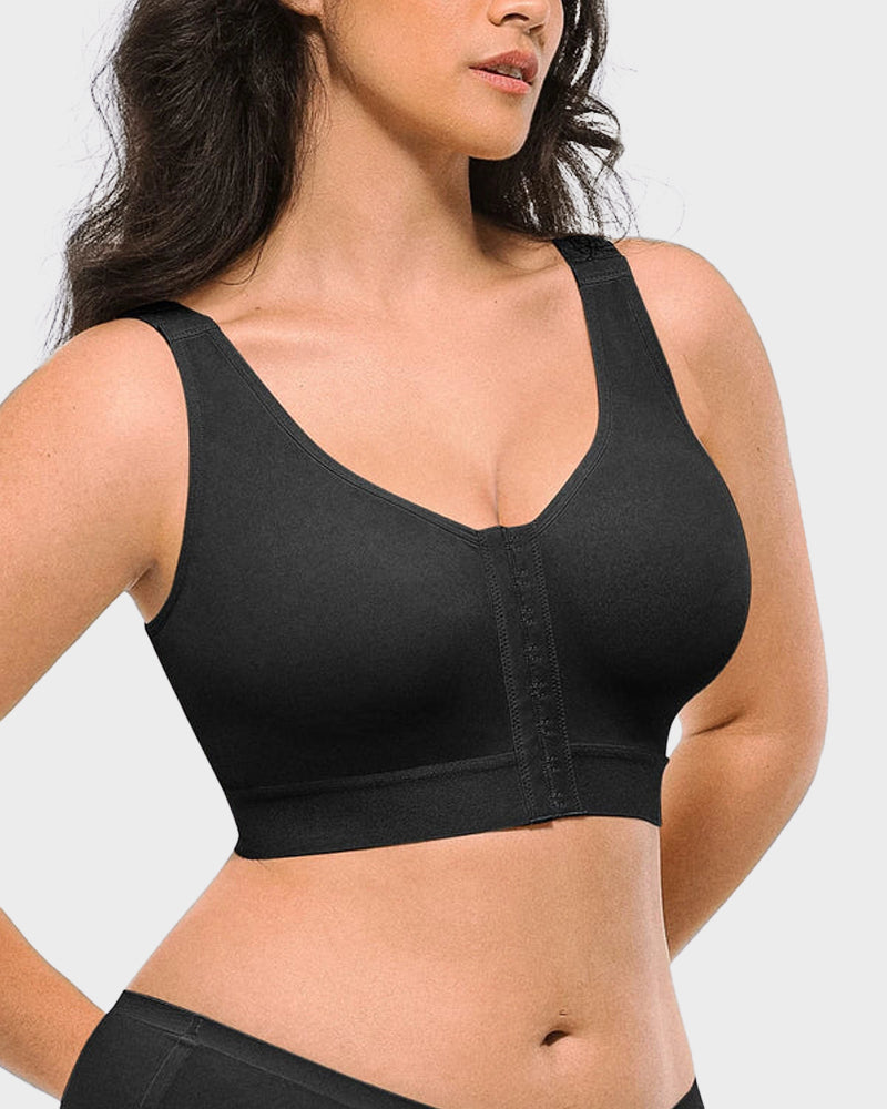 Unlined Front Close Wireless Back Support Bra