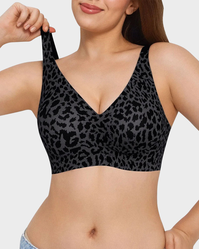 Wireless Leopard V-Neck Contour Bra