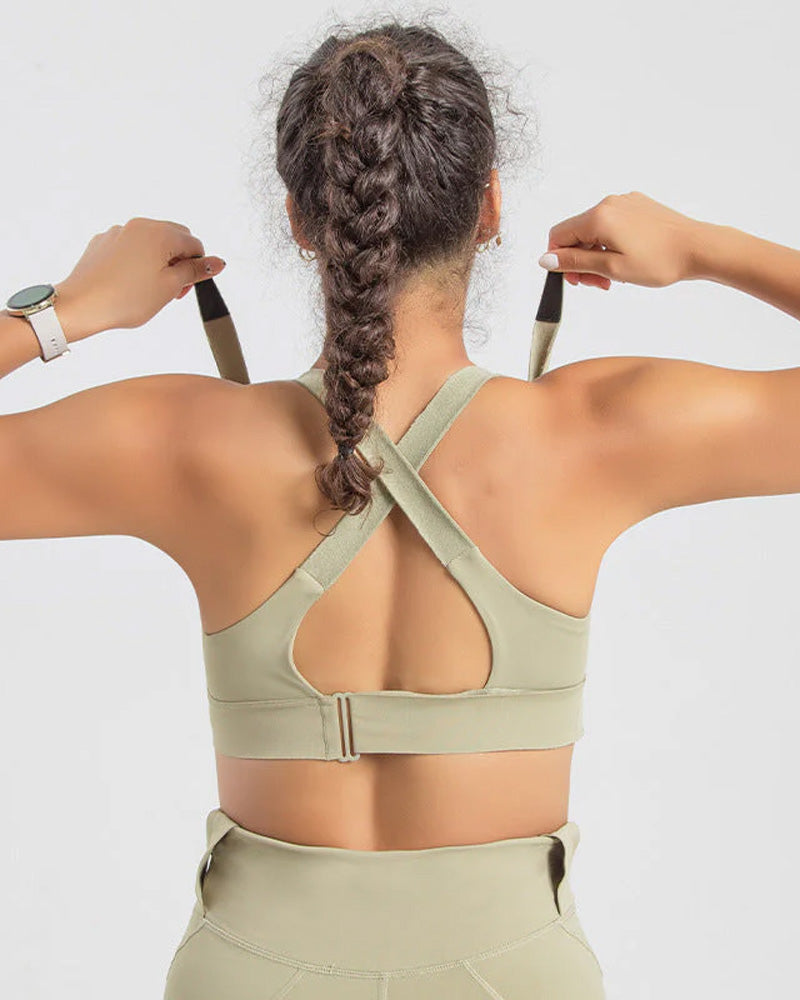 Plus Size Shock Absober Zip-Front High Impact Sports Bra